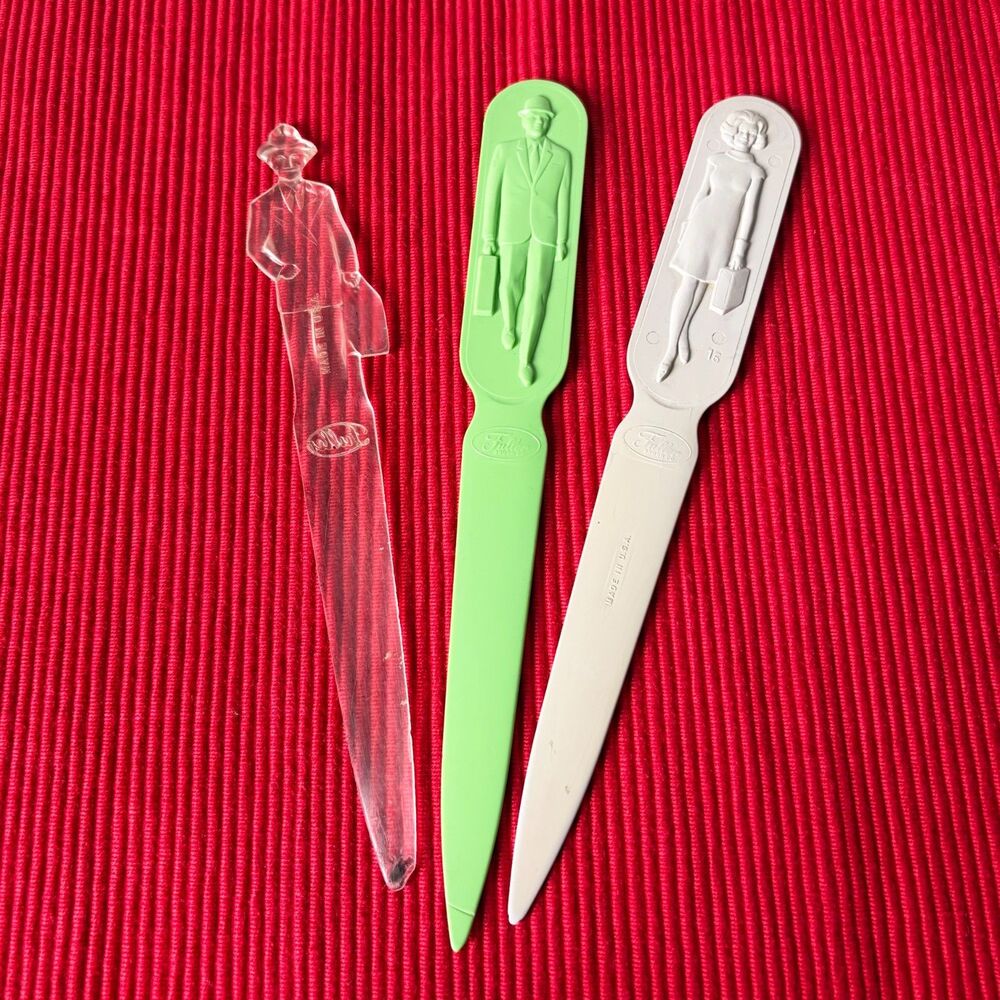 Vintage Fuller Brush Letter Openers Lot of 3 Man Woman Advertising Promo USA